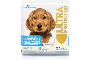 Paw Inspired Disposable Male Dog Diapers, Ultra Absorbent Male Wraps Belly Bands for Dogs, Leakproof Protection for Excitable