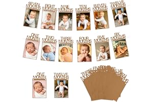 Nfvjfxz Kraft Paper 1st Birthday Photo Banner 12 Months Photo Garland with Frame One Year Old First Birthday Monthly Mileston