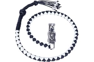 MIRTHCOS 42'' Color Changing Motorcycle Whips - Get Back Whips for Motorcycles - PU Leather Biker Whips with Fringes and Skulls, Black and White