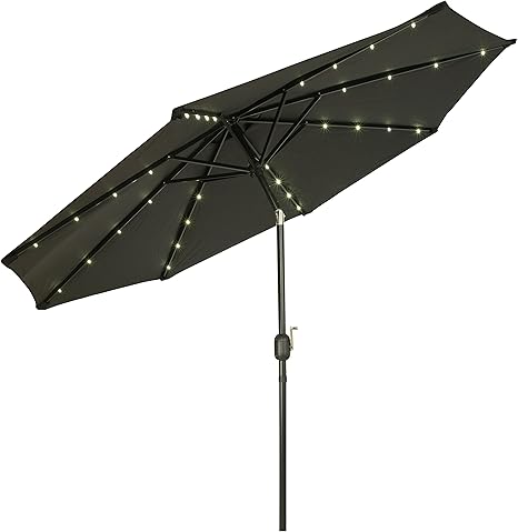 Amazon Com Trademark Innovations Deluxe Solar Powered Led Lighted Patio Umbrellas 9 Black Garden Outdoor