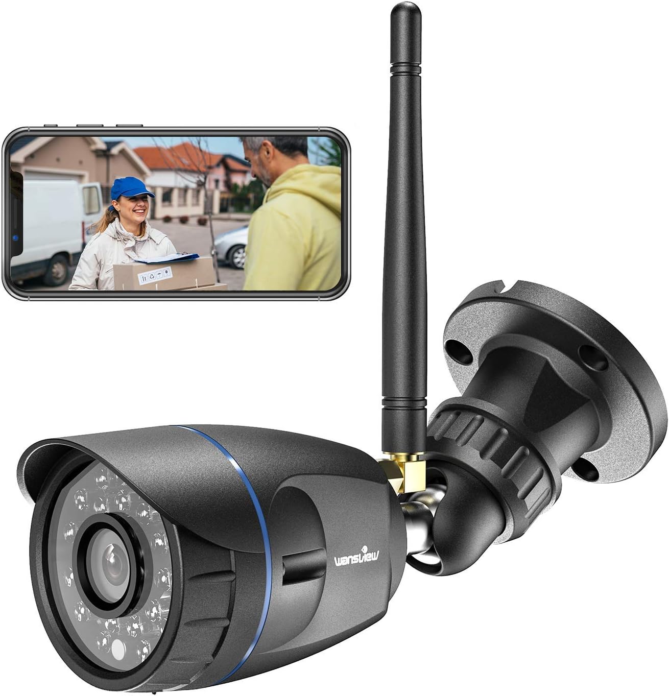 Outdoor Security Camera, Wansview 1080P Waterproof WiFi Home Security Surveillance Bullet Camera with Night Vision, Motion Detection and Remote View, compatible with Alexa