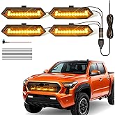 FICOLPO LED Grill Lights - 4PCS Front Grill Lights for Toyota Tacoma TRD Sport TRD Off-Road TRD Pre Runner 2024 2025 2026 with Fuse Adapter & Harness (Amber Light with Black Shell)
