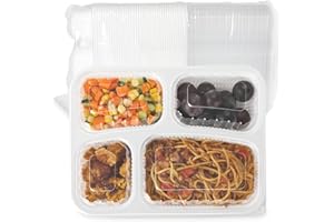 LEOBOX Meal Prep Container, 40 Pack White 4 Compartment To Go Containers Reusable BPA-Free Microwave Safe Food Storage Bento Box with Lids 34 oz