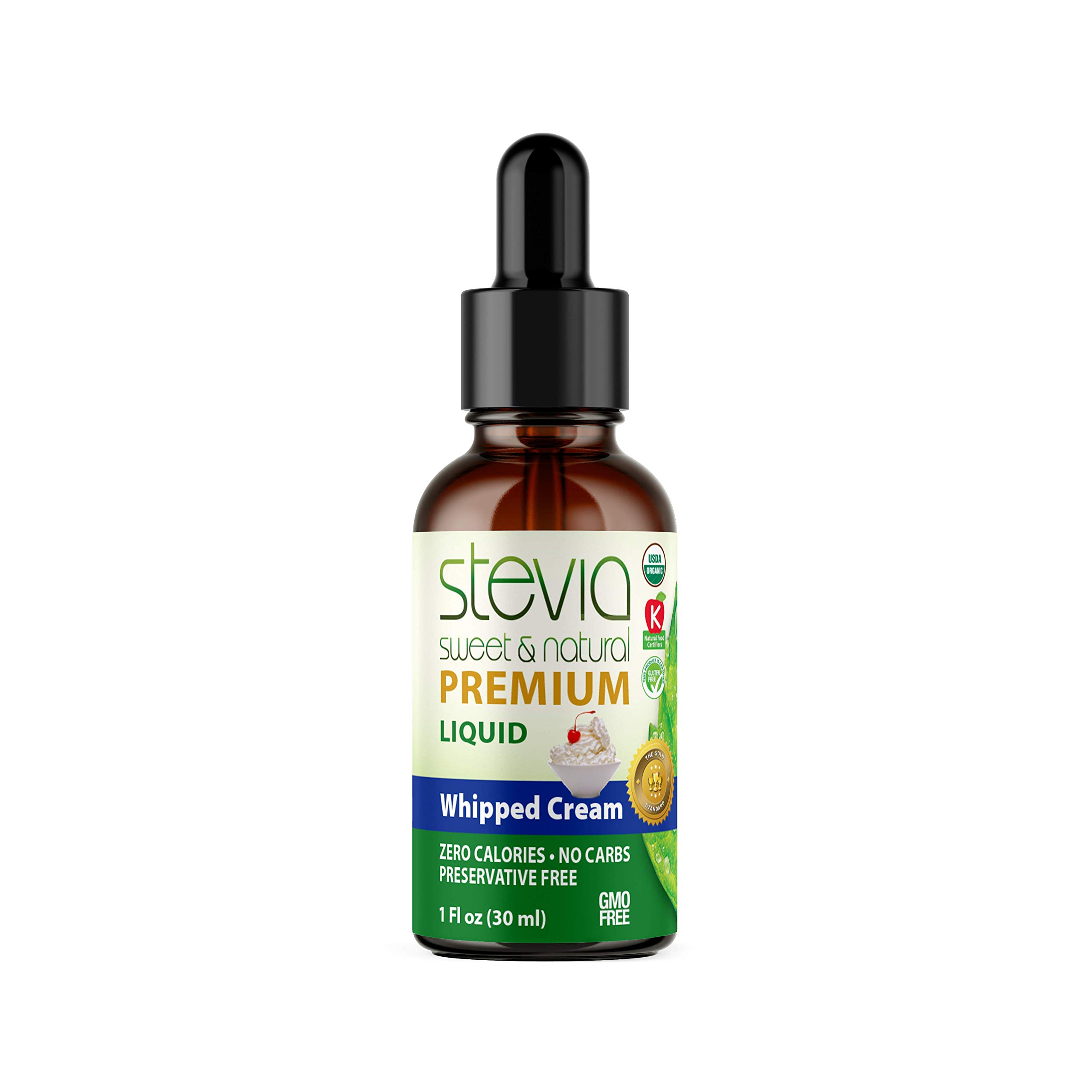 Whipped Cream Premium Quality Stevia Drops | Organic Liquid Stevia |Best Sugar Substitute | 100% Pure Extract | All Naturally Sweet | Non-Bitter, 0 Calorie, Non-GMO, Diabetic & Keto Friendly (1oz)