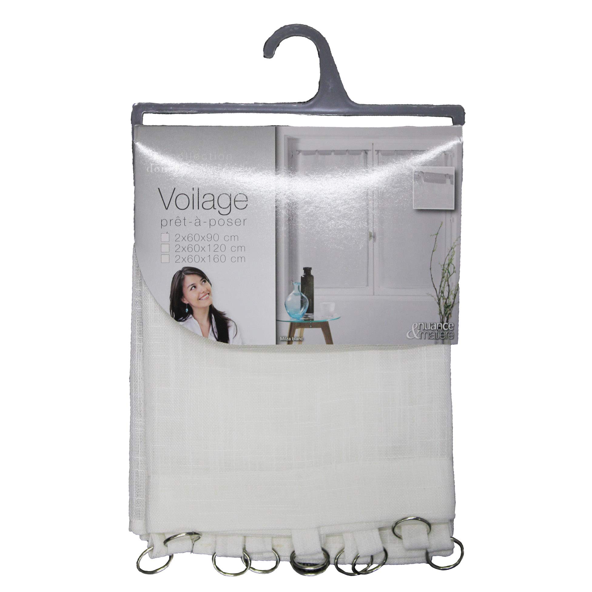 Douceur d'Intérieur Pair of Straight Milza Curtain Rings 2 x 60 x 120 cm White