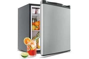 Feelfunn Mini Fridge with Freezer - 1.7 Cu.Ft Single Door Mini Refrigerator with Adjustable Thermostat, Low Noise, Energy Saving, Small Fridge for Bedroom, Apartment, Dorm, Classroom, Office - Silver