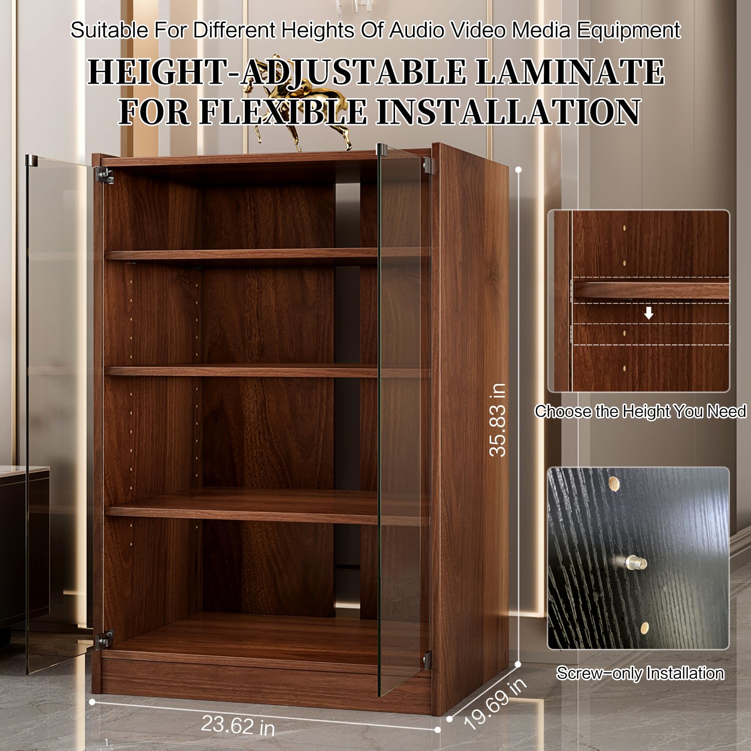 Mua Grufle Media Storage Cabinet, 4-Tier Shelves Audio Video Media ...