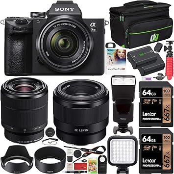 Amazon Com Sony Ilce 7m3k B iii Full Frame Mirrorless Camera With 2 Lens Kit Sel2870 Fe 28 70 Mm F3 5 5 6 Oss Sel50f18f Fe 50mm F1 8 Bundle With 2x 64gb Memory Deco Gear Case And