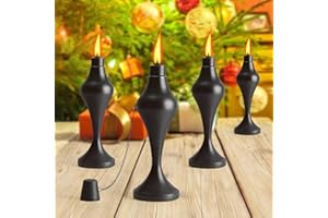 FAN-Torches 4 Pack Metal Table Top Torches, 18 oz Citronella Torches for Outside, Easy to Refill Citronella Flame Light Torch with Wicks and Covers, Landscape Lanterns Torches for Yard, Patio, Garden