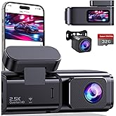 Dash Cam Front and Rear, 2.5K+1080P Dual Dash Camera for Cars, Ecomoment Car Camera with 1.47" IPS Screen, Built-in Wi-Fi, 170° Wide Angle, Night Vision, G-Sensor, 24H Parking Mode, 32GB Card Included