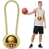 Greatest of All Time Turnover Chain - 6" Big Gold Awards Medal Goat Trophy Necklace Champion Chain for Football Fantasy Basketball Soccer Sports Achievements MVP Turnover Chain Athlete Prize Gifts
