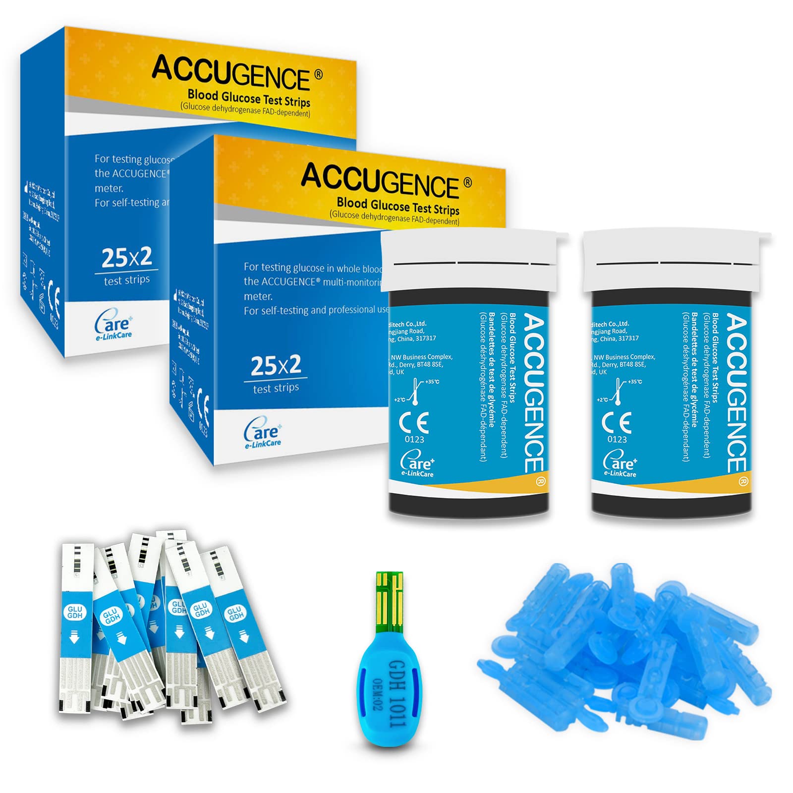 ACCUGENCE Blood Glucose Test Strips 100pcs with 100 Lancets Blood Sugar Test Strips (Suitable for ACCUGENCE PM900)