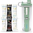 Selah Flavored Water Bottle - Water Enhancer, Sugar Free, Vitamin Infused Water - 20oz Water Bottle With Flavor Pods Included - Energy Drink, Strawberry, and Sports Drink Pods (Green, 6 Flavor Pods)