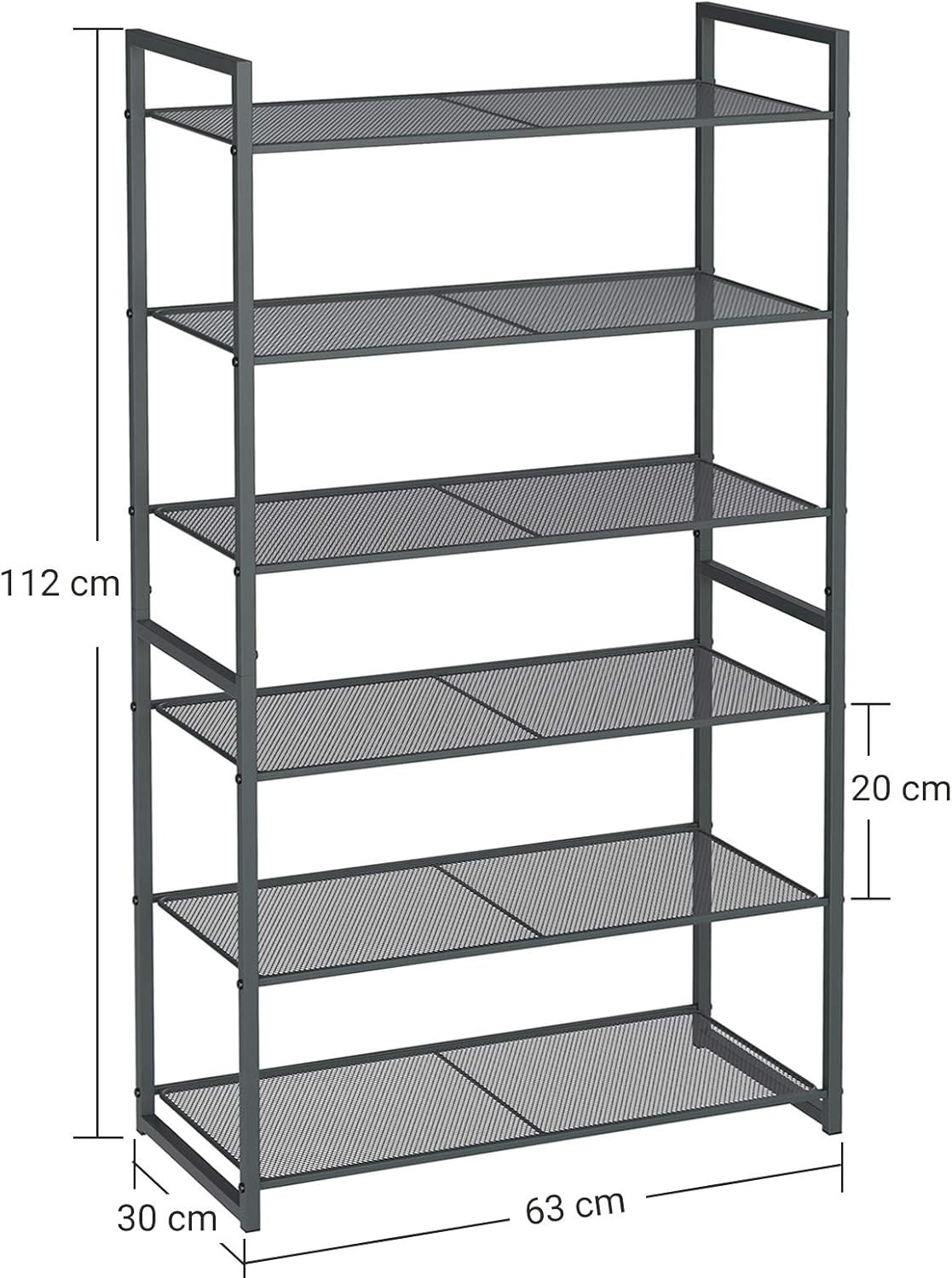 songmics 10 tiers shoe rack on Shoe Racks Home Garden Store Smoky Grey Lmr86gc Stackable Shoe Organiser L X W X H Metal Shoe Rack Storage 18 24 Pairs Of Shoes 63 X 30 X 112 Cm Songmics 6 Tier Shoe Rack