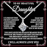 Colordate To My Daughter Necklace from Dad & Mom,Graduation Gifts for Daughter 14K Pendant,Christmas Birthday Gifts Jewelry,Includes Heartfelt Message Card & Elegant Box