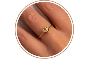 BTYSUN Birthstone Rings for Women, Christmas Gifts Stocking Stuffers for Teens Non Tarnish Gold Rings Mothers Day Gift Birthday Gifts for Teen Girls Dainty 14K Plated Adjustable CZ Stacking Promise Ring Anniversary Jewelry for Friend Sister Girlfriend Mom