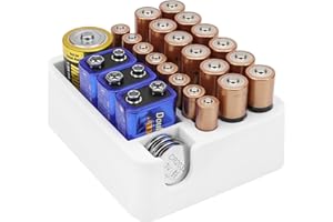 TOCCOOL Drawer-Style Battery Storage Box, Organizer for AA, AAA, 9V and Button Batteries with Individual Compartments, for Ho