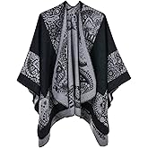 Lncropo Women's Shawls Wraps Winter Open Front Poncho Cape Oversized Cardigan Sweater