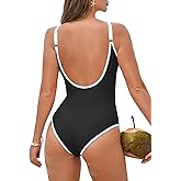 Zando Womens One Piece Swimsuit U-Shaped Bathing Suit for Women Adjustable Strap Swimsuit Sports Bathing Suits High Cut