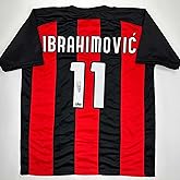 Facsimile Autographed Zlatan Ibrahimovic AC Milan Black/Red Reprint Laser Auto Soccer Jersey Size Men's XL