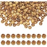 BetterJonny 400Pcs Large Hole Natural Wood Beads, 12mm Round Wooden Spacer Beads for Macrame Bracelet Jewelry Craft Making