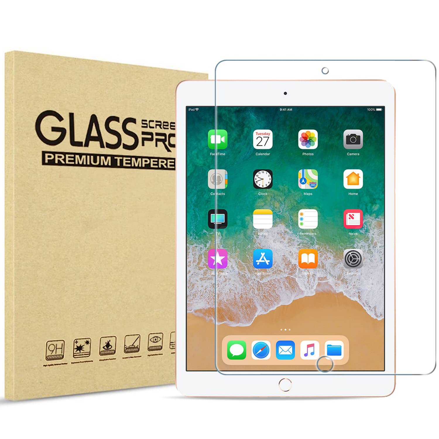 Photo 1 of ProCase 1 Pack Screen Protector for 9.7" iPad 6th 5th / iPad Pro 9.7 2016 / iPad Air 2 / iPad Air 1, Tempered Glass Film Guard for iPad 6 5 2018 2017, iPad Air 2nd 1st 2014 2013