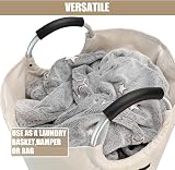 DOKEHOM 90L Large Collapsible Laundry Basket Beige Freestanding Hamper view 6