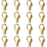 100PCS Gold Lobster Clasps 9mm 18K Gold PVD Plated Stainless Steel Lobster Claw Clasps Bulk for Jewelry Making DIY Necklace Bracelet