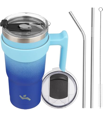 HASLE OUTFITTERS 10oz Insulated Tumbler - Stainless Steel Travel Mug With Lid & Straw, Hot/Cold, Red