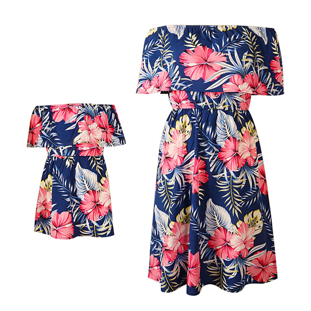 Mommy and Me Dresses Boho Tie Dye Floral Print