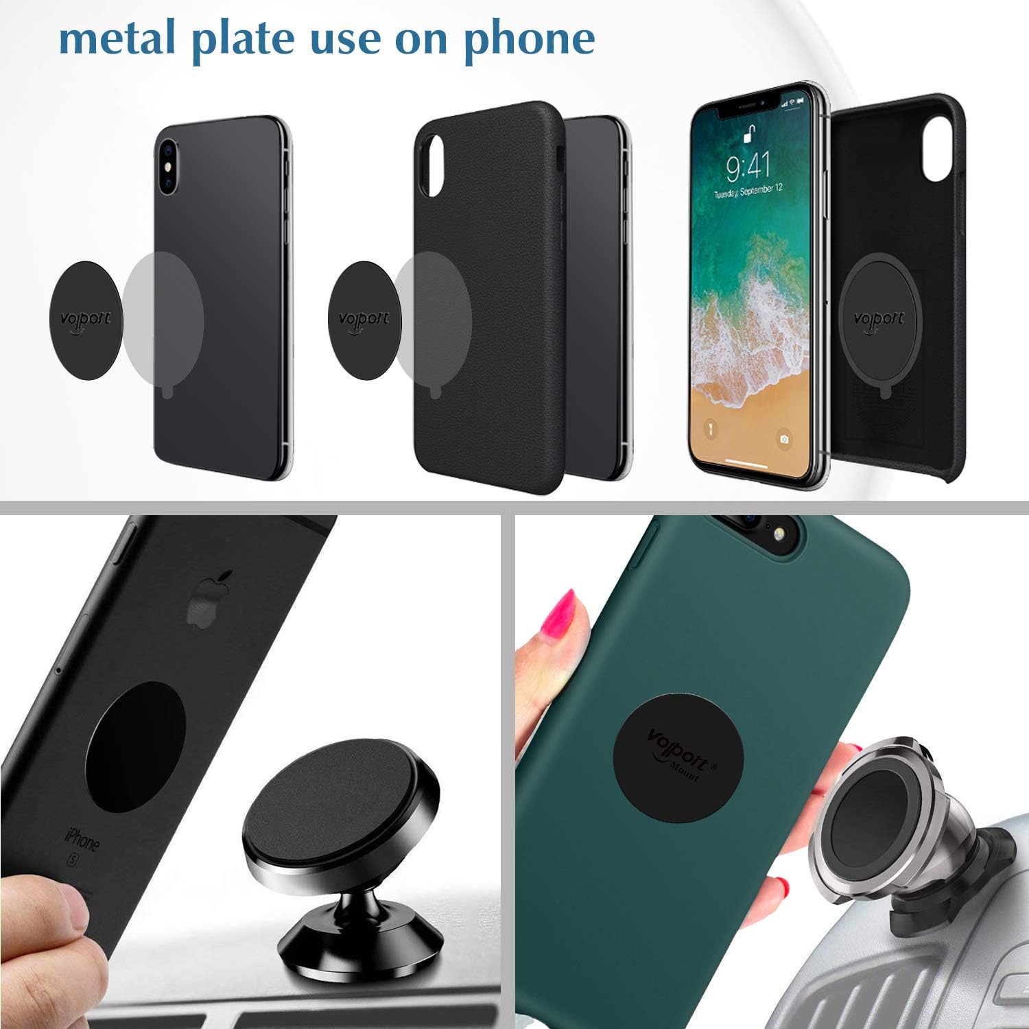 volport Self Adhesive Metal Plate Round for Magnetic Car Mount Phone Holder & Expanding Collapsible Grip: 40 mm Thin Sticky Circle Magnetic Disc Replacement for Popsocket Phone Case - Image 5