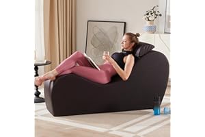 Iroomy Yoga Chaise Lounge Chair for Stretching Relaxation Exercise, Ergonomic S Curved Chaise Lounge, Full High-Density Foam Filled Yoga Chair for Indoor Living Room Bedroom Lounge, Black-Easy Clean