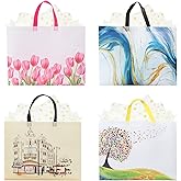 4 Pack 12.5" Gift Bags Medium Size - Includes Tissue Paper & Cards, Reusable Non-Woven Gift Bags with handles for Birthday, Party, Baby Shower, Wedding, Bridal Shower, Anniversary 12.5in×11in×3.9in