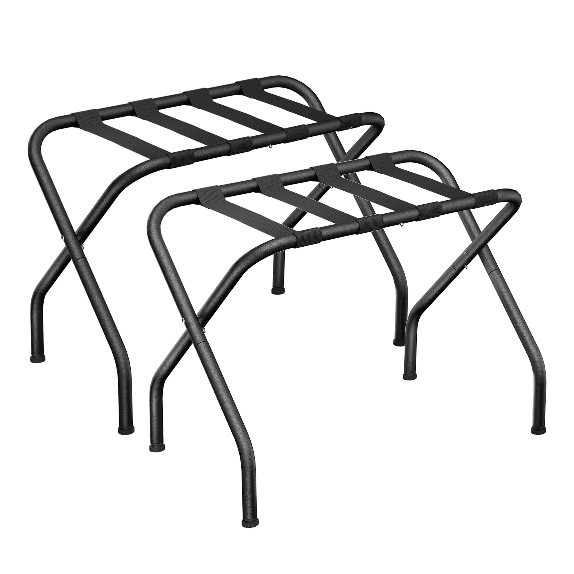 Photo 1 of Jsluiiys Luggage Rack, Pack of 2, Folding Luggage Stand, X-Type Folding Suitcase Stand, Black Heavy-Duty Luggage Holder, Steel Frame Luggage Racks for Guest Room, Bedrooms, Hotels, Holds up to 120 lbs