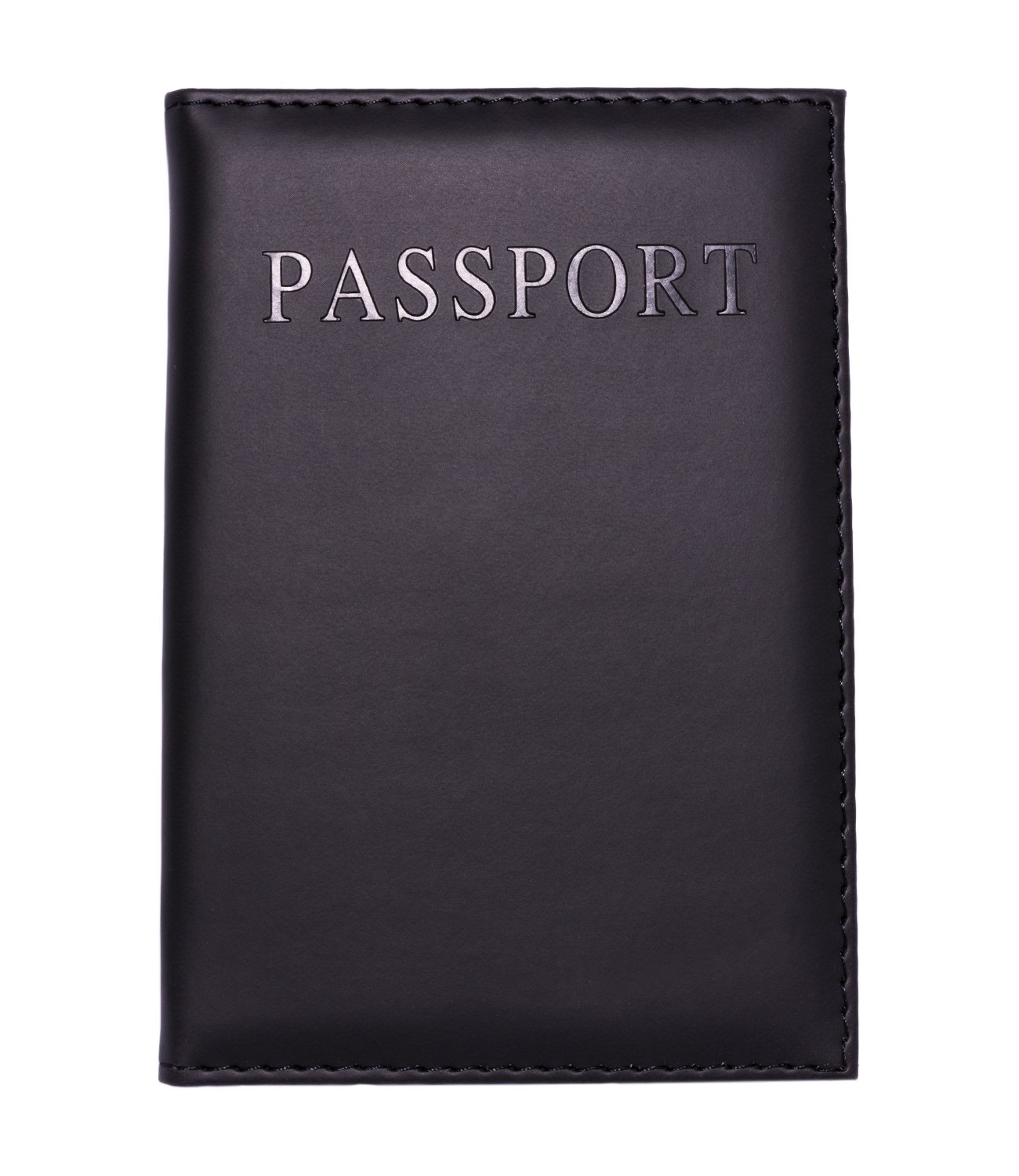 Spirtan Passport Holder Cover in Faux Leather – Slim Protective Passport Wallet with Small Inner Card Pocket, Travel Document Cover for Men and Women – Black
