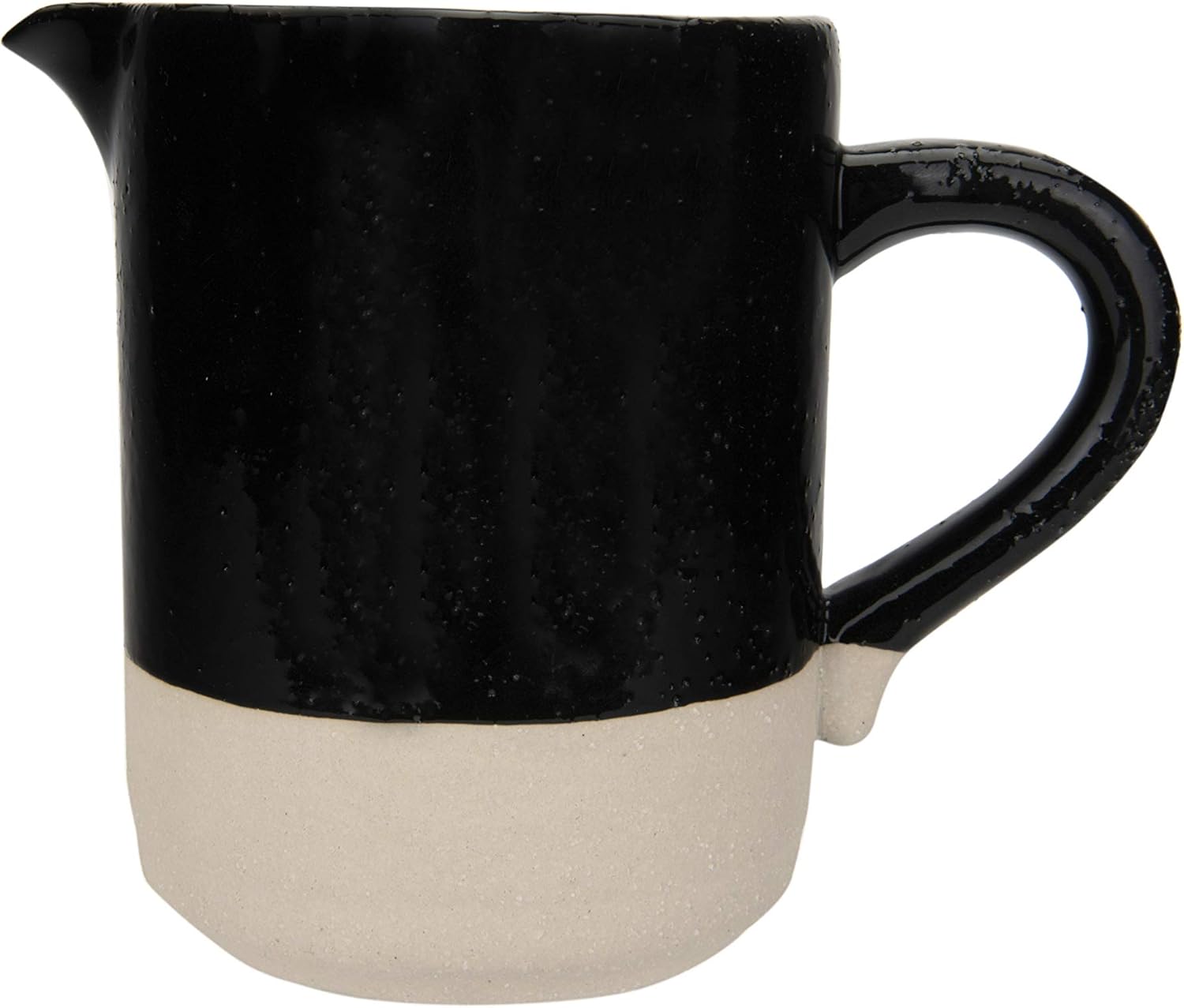 Creative Co-op Black Stoneware Matte Cream Base Pitcher