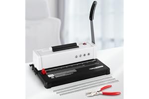 Spiral Binding Machine, 12 Sheets Punch Capacity, Electric Coil Insert, Book Binder Machine for A4/A5/Letter Size Paper, with