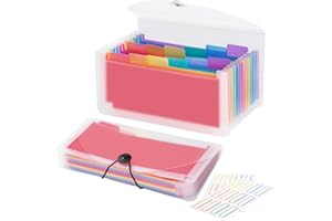 13 Pocket A6 Receipt Organizer, 2 Pack Small Accordion File Organizer, Expanding File Folder with Labels - Clear