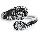 MONGAS Bee Ring Sterling Silver Bee Sunflower Spoon Ring Bee Jewelry for Women