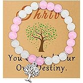 Inspirational Bracelets for Women Bracelets with Gifts Cards Beaded Bracelet Gift New Beginning Gifts for Friends Coworker Relief Stress Anxiety Recovery Get Well Healing Gift Healing Gemstone Jewelry