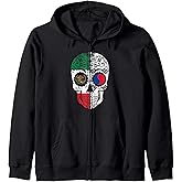 Korean Mexican Flag South Korea Mexico Sugar Skull Zip Hoodie