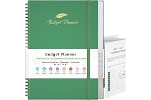 ASTEN Budget Planner, Budget Book with Expense Tracker, Financial Planner with 12 Pockets, Undated Monthly Bill Organizer Notebook for Saving Money, Debt Tracker, Spending Tracker 8.3" x 5.8" (A5, Green)