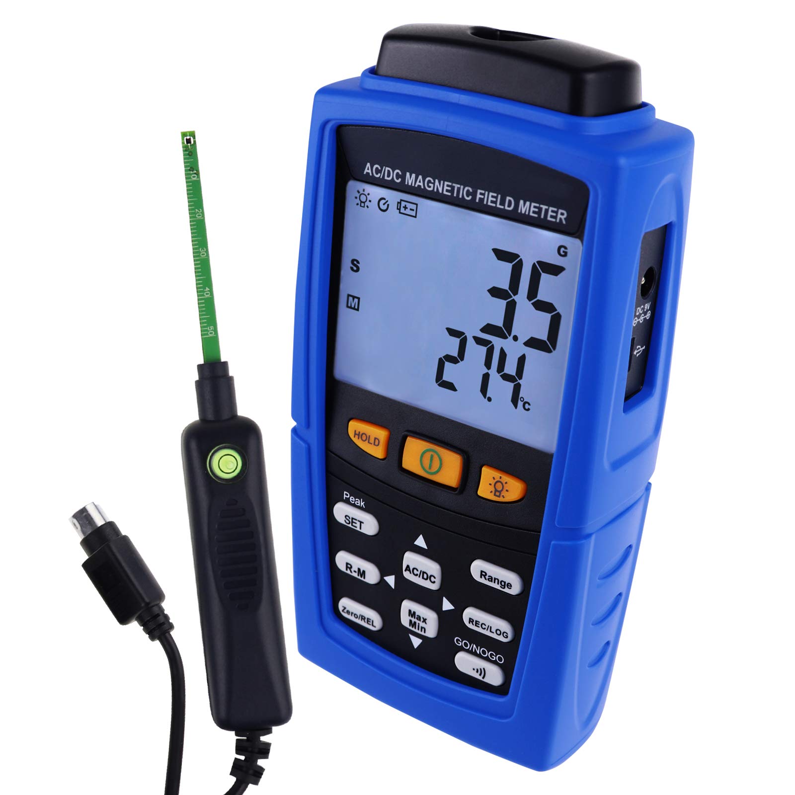 Professional AC/DC Gaussmeter Magnetic Field Strength Magnetometer 3000mT (30000G) Teslameter Auto/Manual Recording Meter Tester