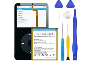 SHENMZ 3600mAh Replacement Battery for iPod Classic/Video 5th-7th Gen - New Upgrade Ultra High Capacity Lithium Polymer Battery with Repair Tool Kit