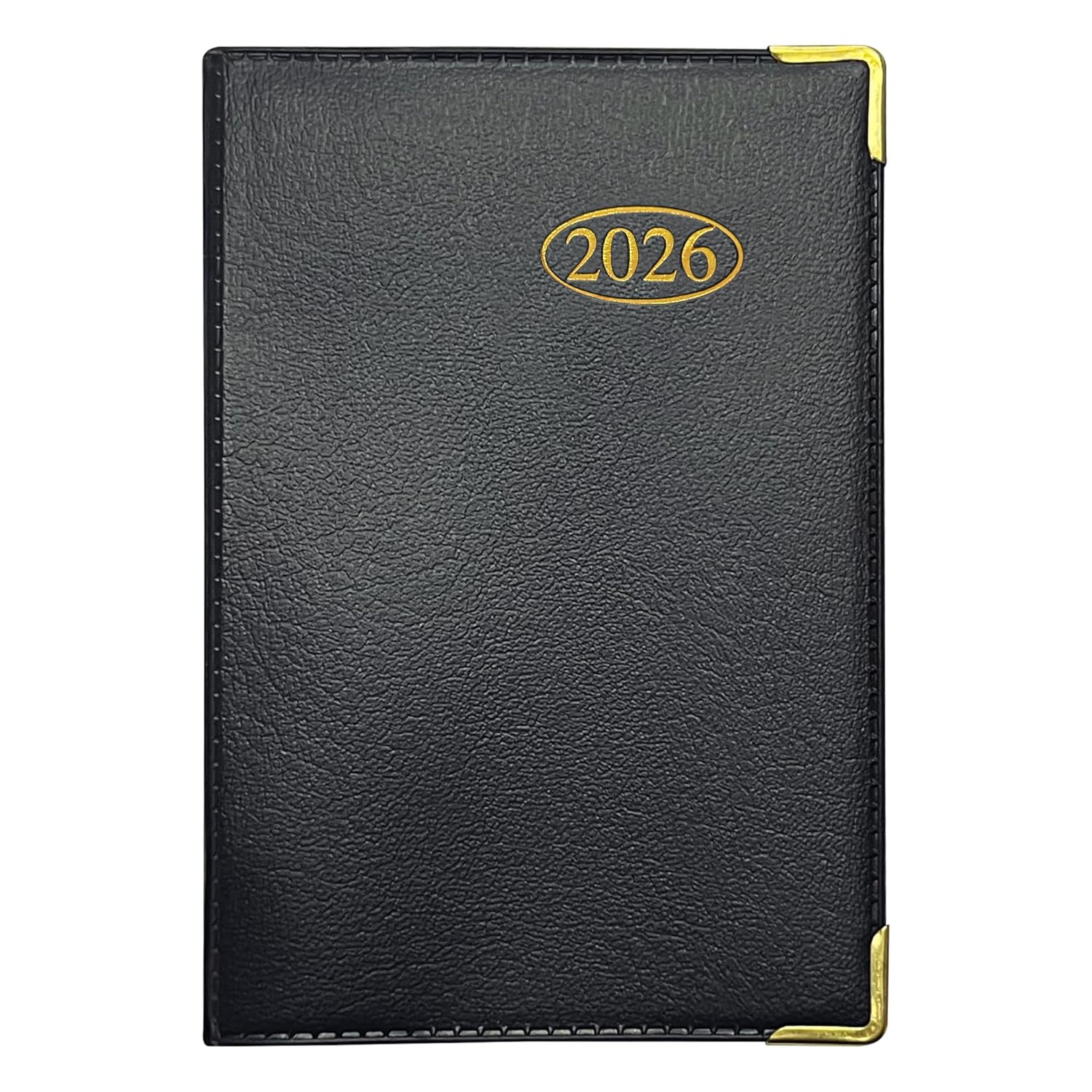 MantraRaj 2026 Week to View PVC Leather Effect Pocket Diary With Metal Corners Compact Planner with Hard Case Cover, Conversion Tables and Organizational Tools - 11cm x 7cm - Black