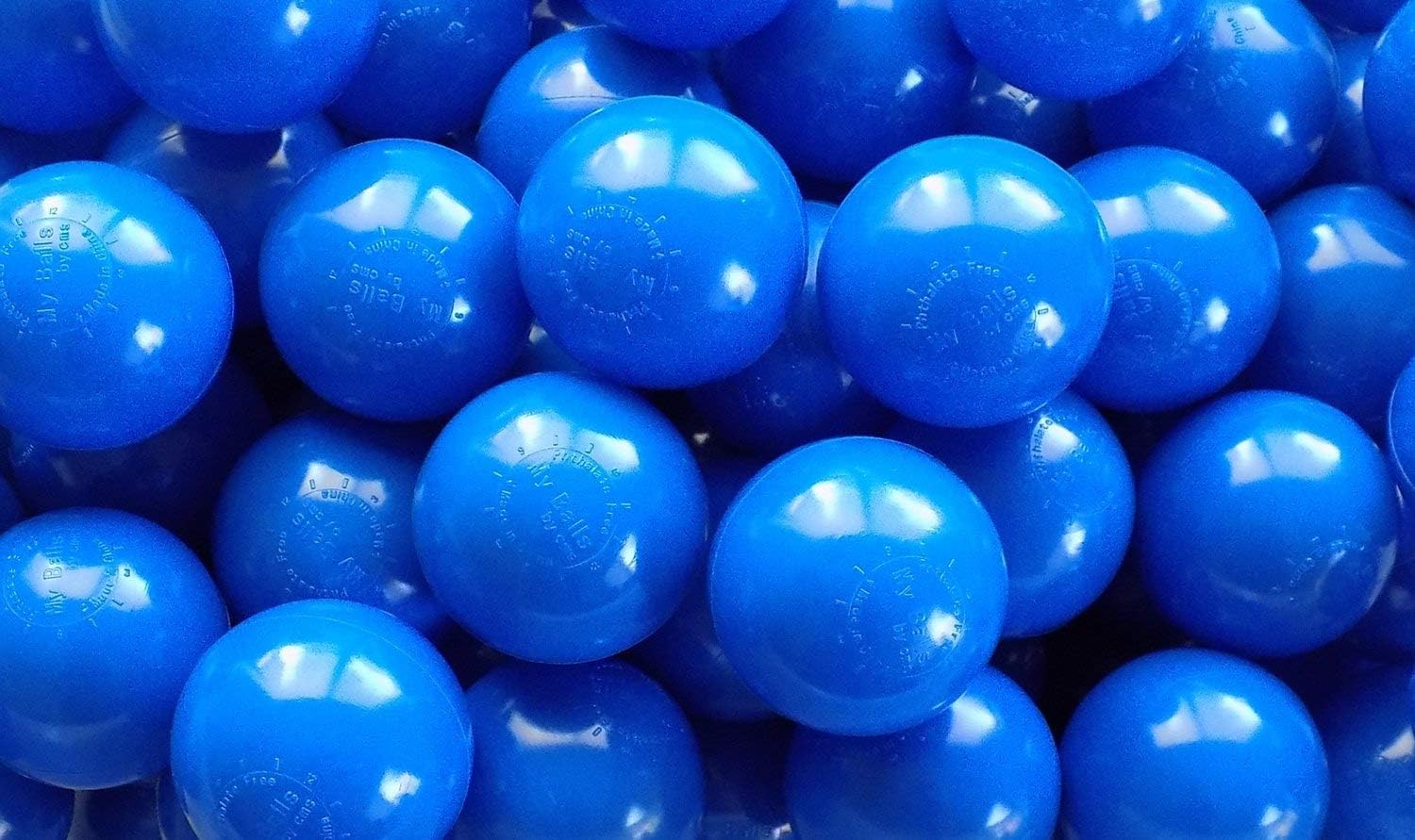 Pack of 500 Blue (Primary-Blue) Color Jumbo 3" HD Commercial Grade Ball Pit Balls - Crush-Proof Phthalate Free BPA Free Non-Toxic, Non-Recycled Plastic (Blue, 500)