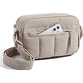 BAGSMART Cross Body Purse, Mini Crossbody Bags for Women Travel Purse, Puffy Shoulder Handbag Wallet with RFID Blocking Slots, Brown-small