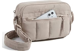 BAGSMART Cross Body Purse, Mini Crossbody Bags for Women Travel Purse, Puffy Shoulder Handbag Wallet with RFID Blocking Slots, Brown-small