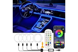 Jushope Interior Car LED Strip Lights, RGB USB Car Ambient Lighting with Fiber Optic, EL Wire Car Accessories (5 in 1)