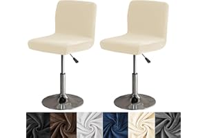 HFCNMY Bar Stool Covers with Backs,2 Pack Stretch Velvet Bar Stool Covers Bar Chair Covers Barstool Seat Cover Washable High Chair Cover with Elastic Bands Beige